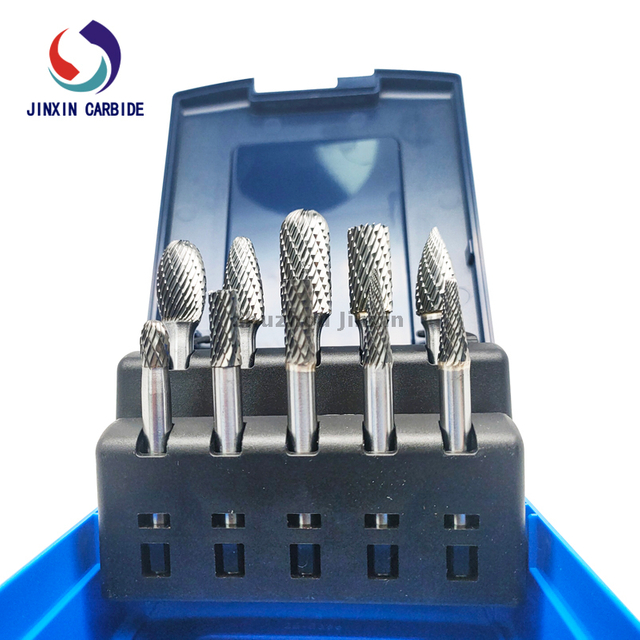 6mm Shank 10pcs Tungsten Crabide Rotary Burr Set with Blue Rose Box